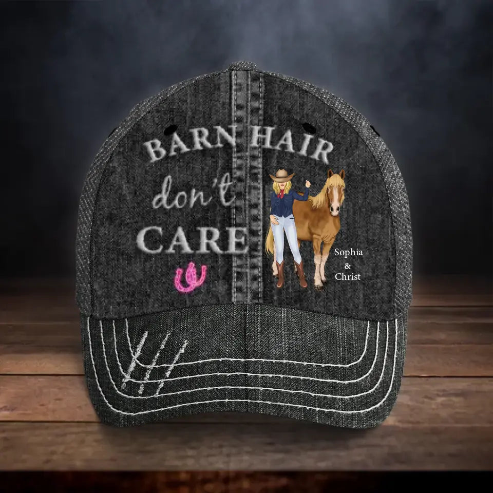 Personalized Horse Girl Baseball Cap - Gift Idea For Horse Lover - Barn Hair Don't Care