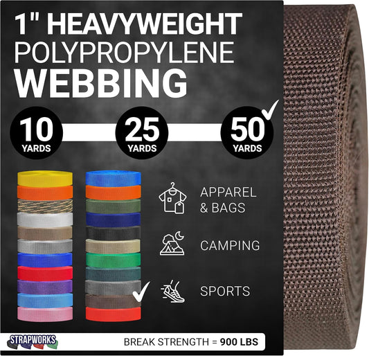 Heavyweight Polypropylene Webbing - Heavy Duty Poly Strapping for Outdoor DIY Gear Repair