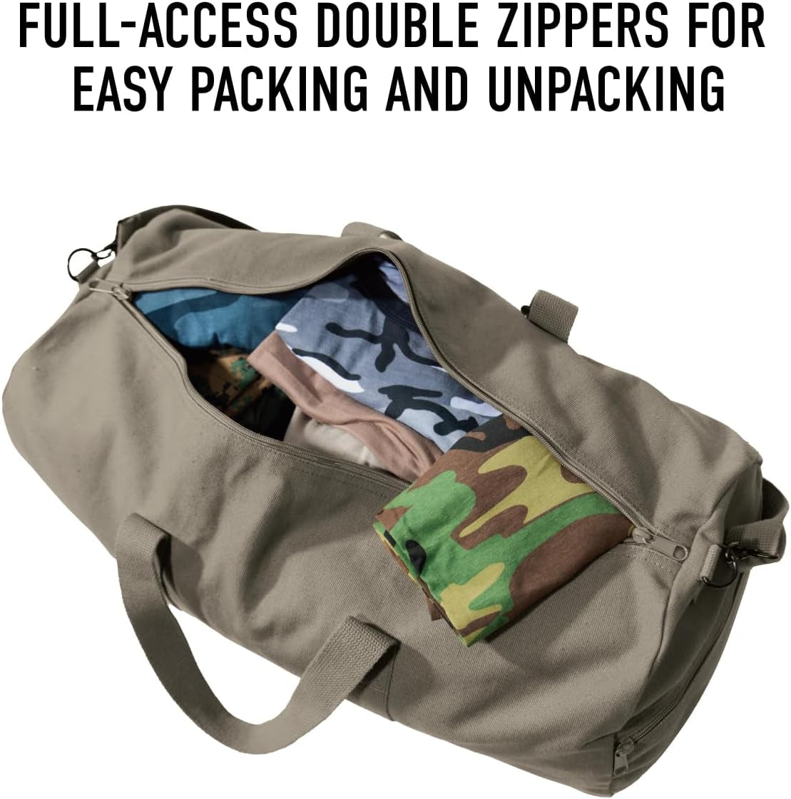 Heavy-Duty Canvas Shoulder Duffle Bag - Rugged Travel Gym Gear Equipment Bag